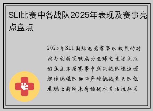 SLI比赛中各战队2025年表现及赛事亮点盘点